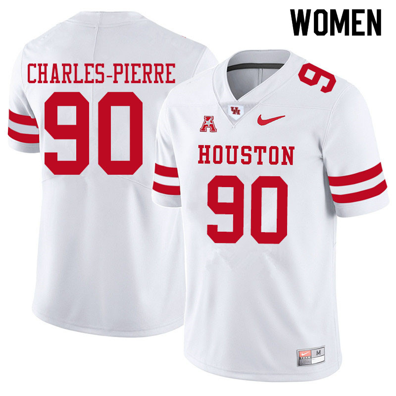 Women #90 Olivier Charles-Pierre Houston Cougars College Football Jerseys Sale-White - Click Image to Close